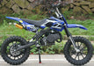 KXD01 Blue Mini Moto 50cc Right Side View Black Wheels
