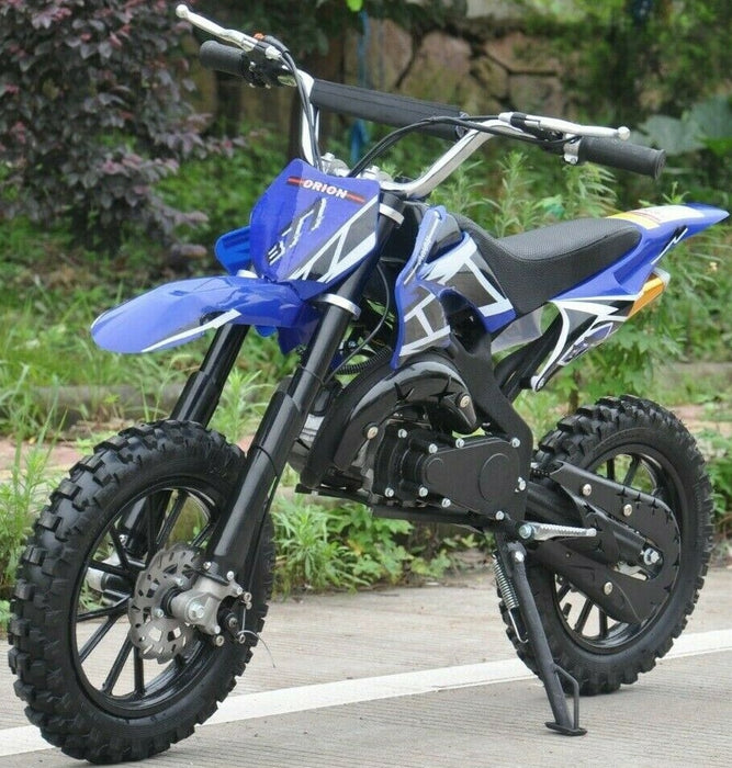 KXD01 Blue Mini Moto Front Left View Black Wheels